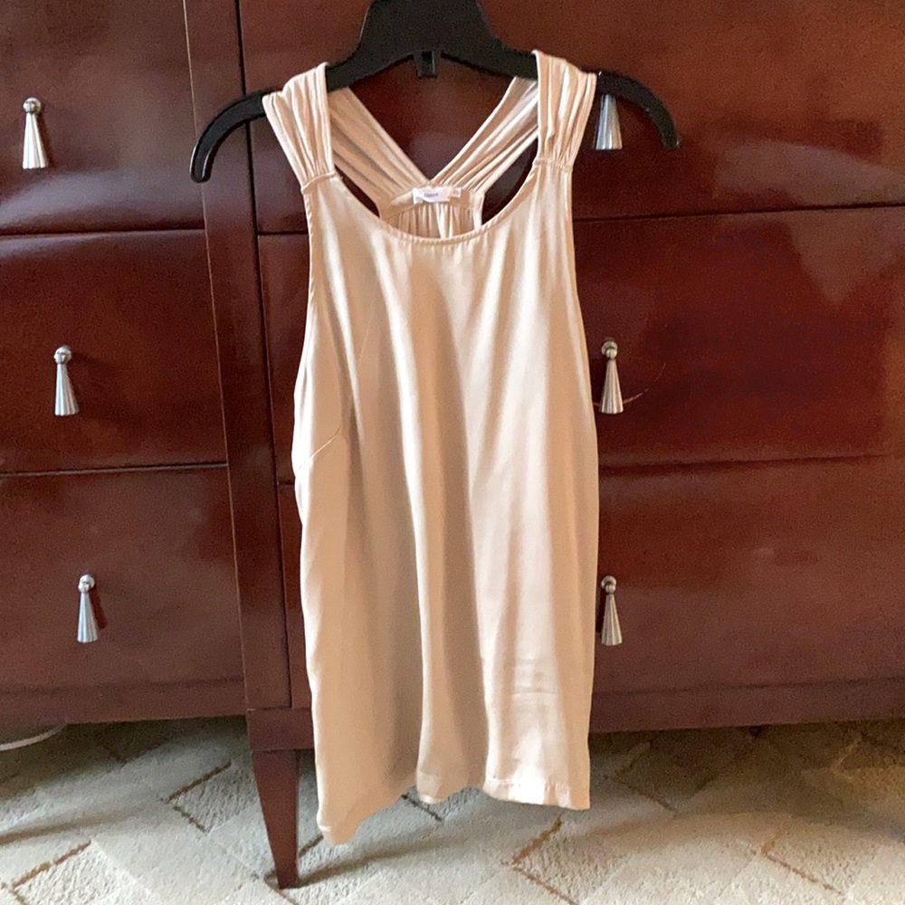 Silk sleeveless top in nude/tan colour, racerback